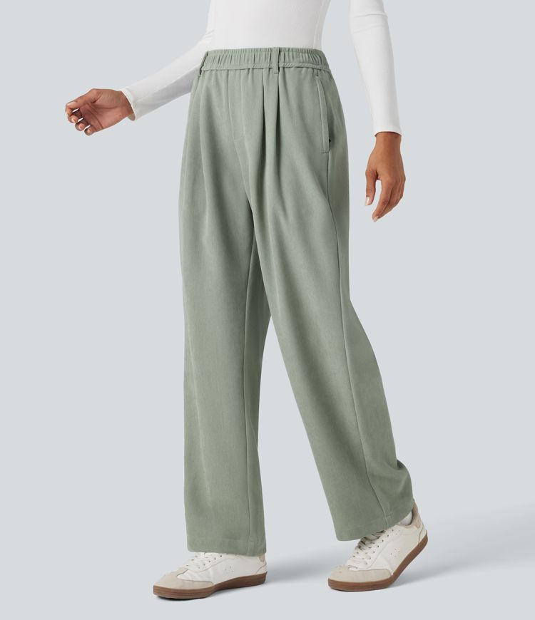 Mid Rise Casual Pants with Pockets