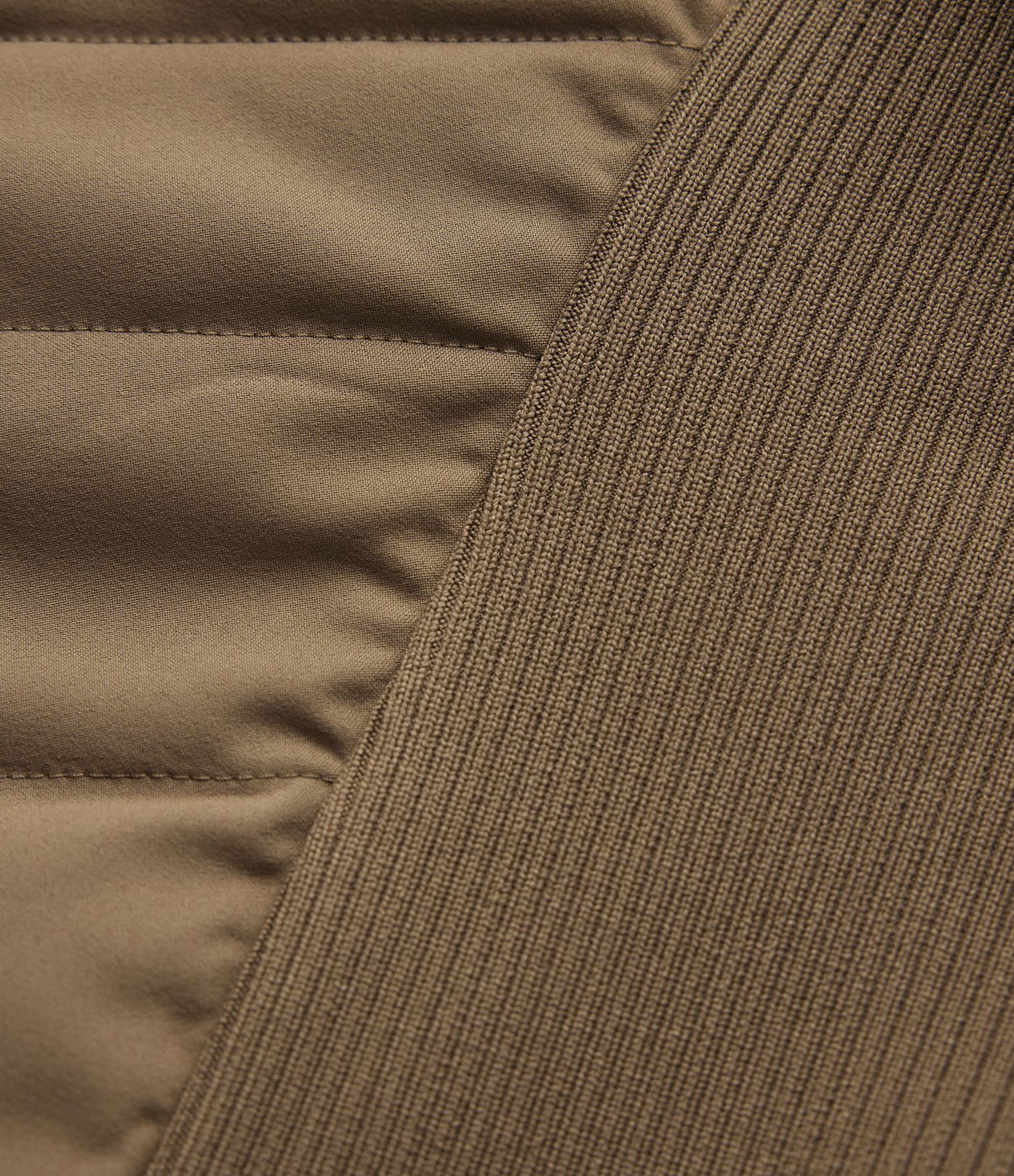 High-neck Contrast Ribbed Slim Casual Quilted Jacket with Pockets