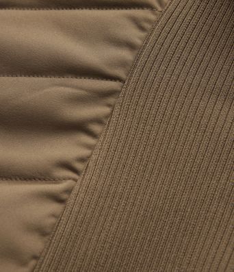 High-neck Contrast Ribbed Slim Casual Quilted Jacket with Pockets