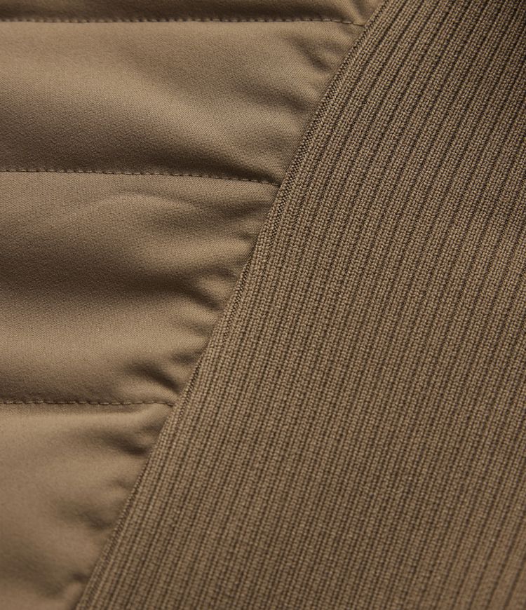 High-neck Contrast Ribbed Slim Casual Quilted Jacket with Pockets