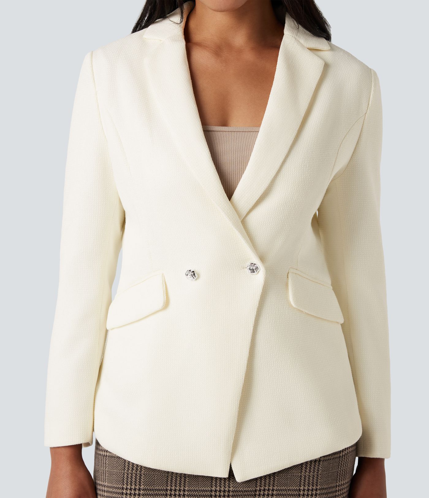 Notched Collar Long Sleeve Work Blazer with Pockets