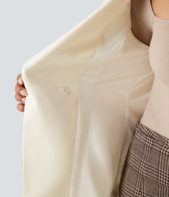 Notched Collar Long Sleeve Work Blazer with Pockets