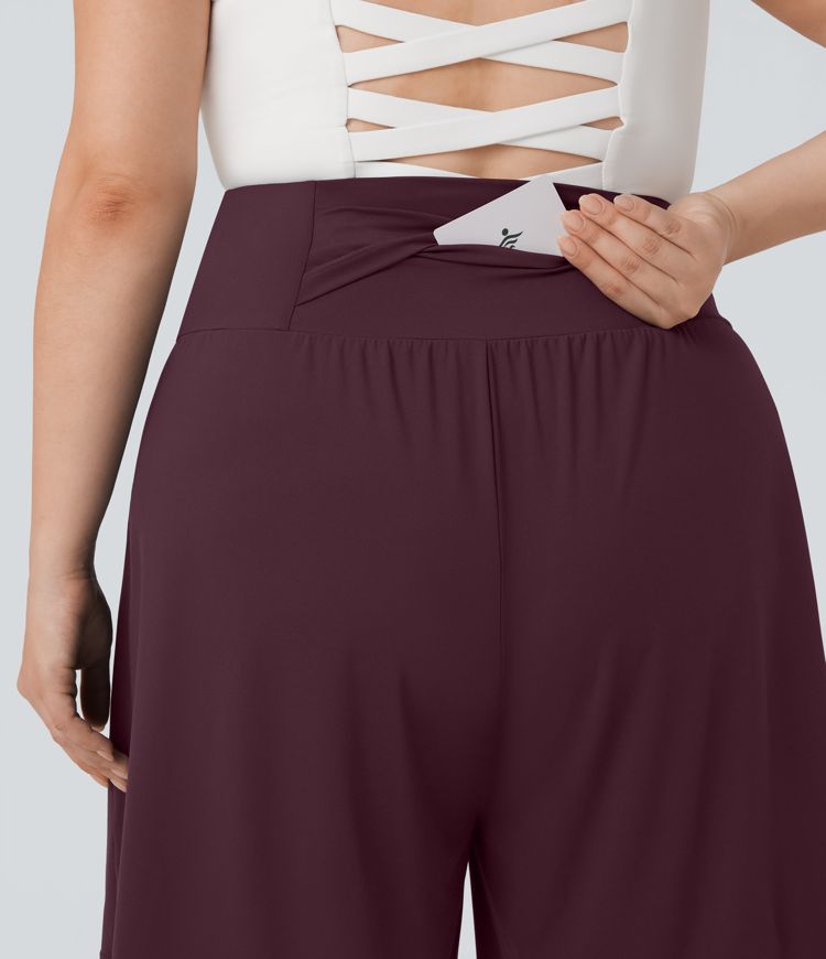 Plus Size SoftlyZero™ Airy High Waisted Cool Touch Yoga Bermuda Shorts with Pockets