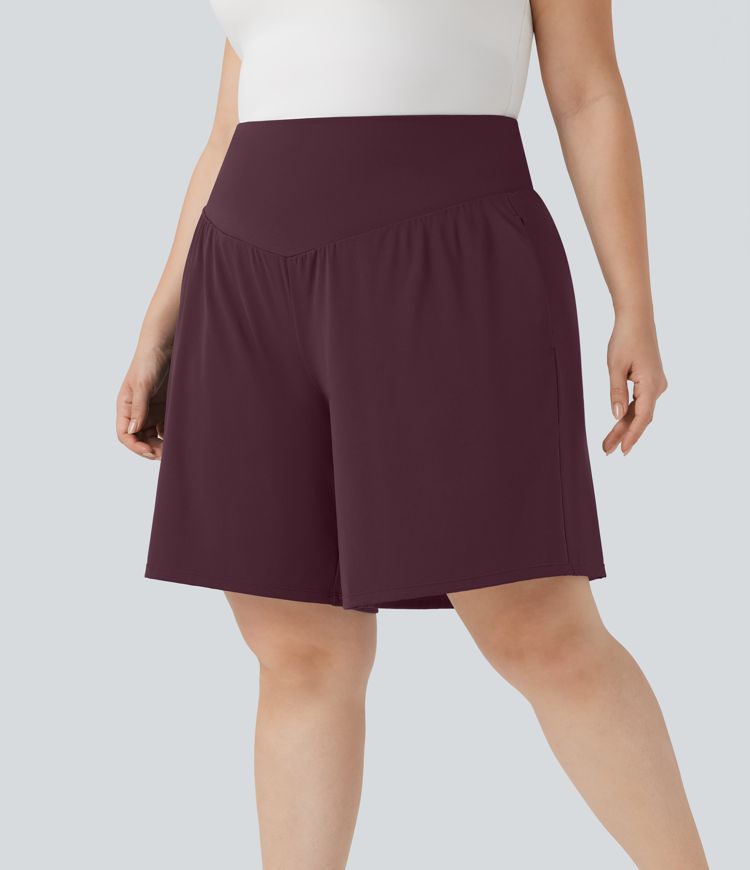 Plus Size SoftlyZero™ Airy High Waisted Cool Touch Yoga Bermuda Shorts with Pockets