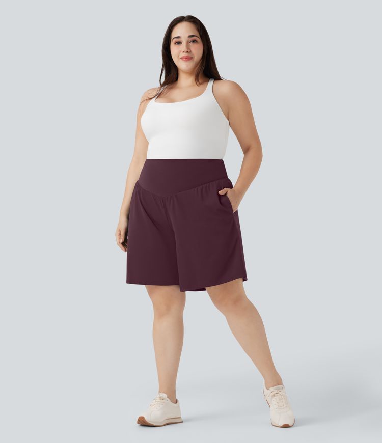 Plus Size SoftlyZero™ Airy High Waisted Cool Touch Yoga Bermuda Shorts with Pockets