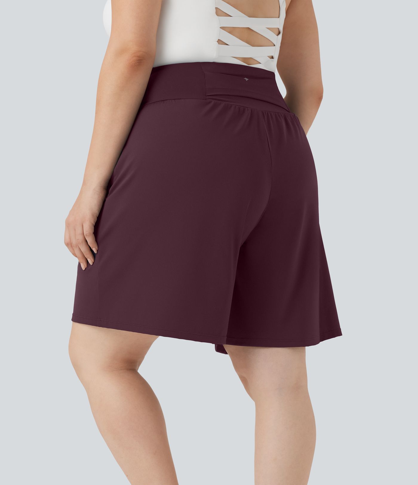 Plus Size SoftlyZero™ Airy High Waisted Cool Touch Yoga Bermuda Women Gym Running Shorts with Pockets