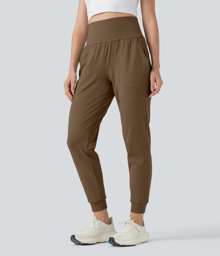 DayStretch Mid Rise Tummy Control Running Joggers with Pockets