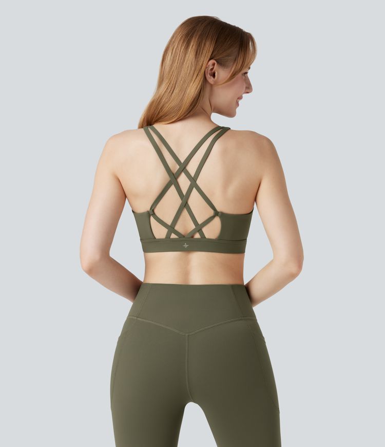 Halara UltraSculpt™ Light Support Push-Up Crisscross Backless Yoga Sports Bra