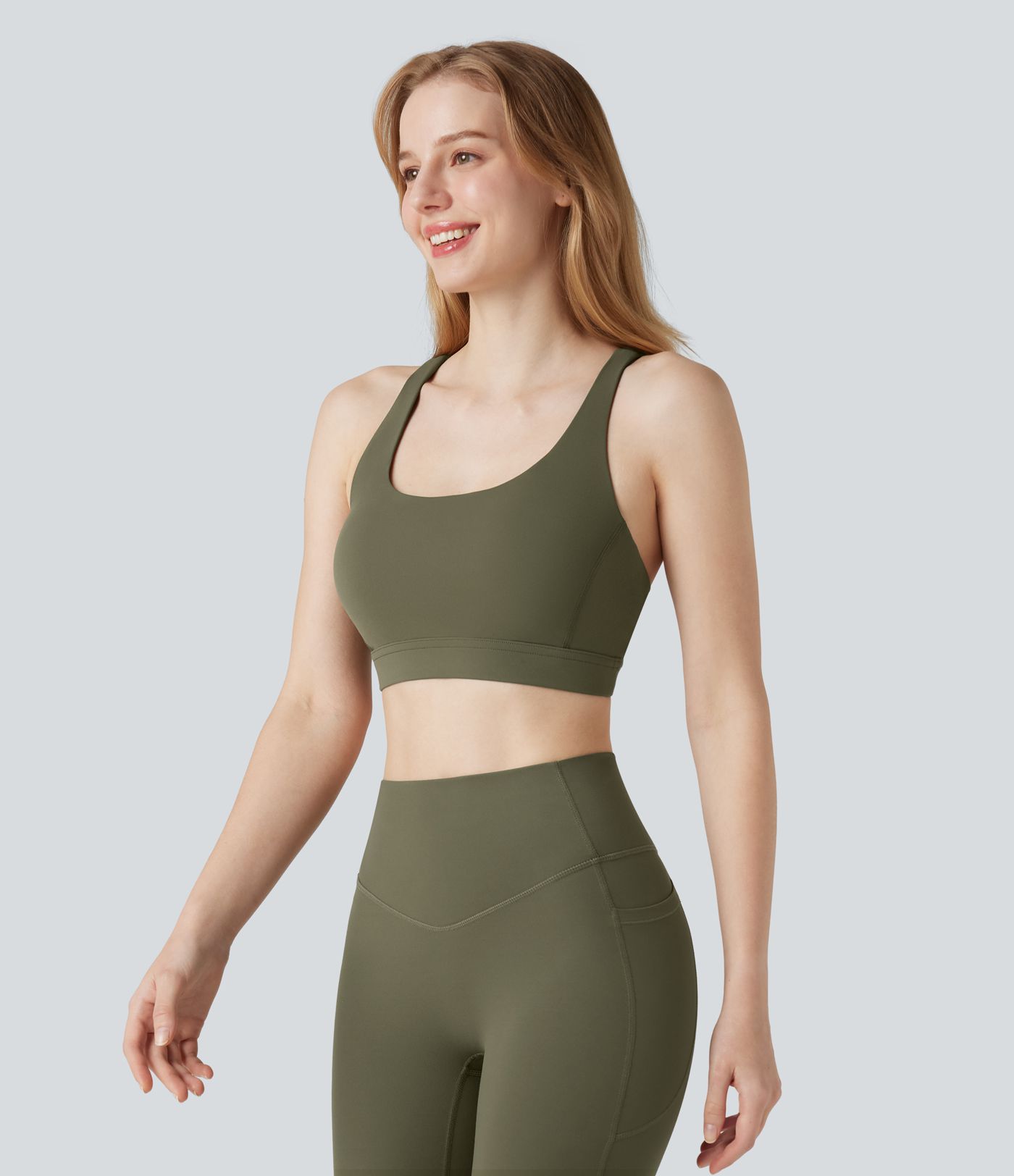 Halara UltraSculpt™ Light Support Push-Up Crisscross Backless Yoga Sports Bra