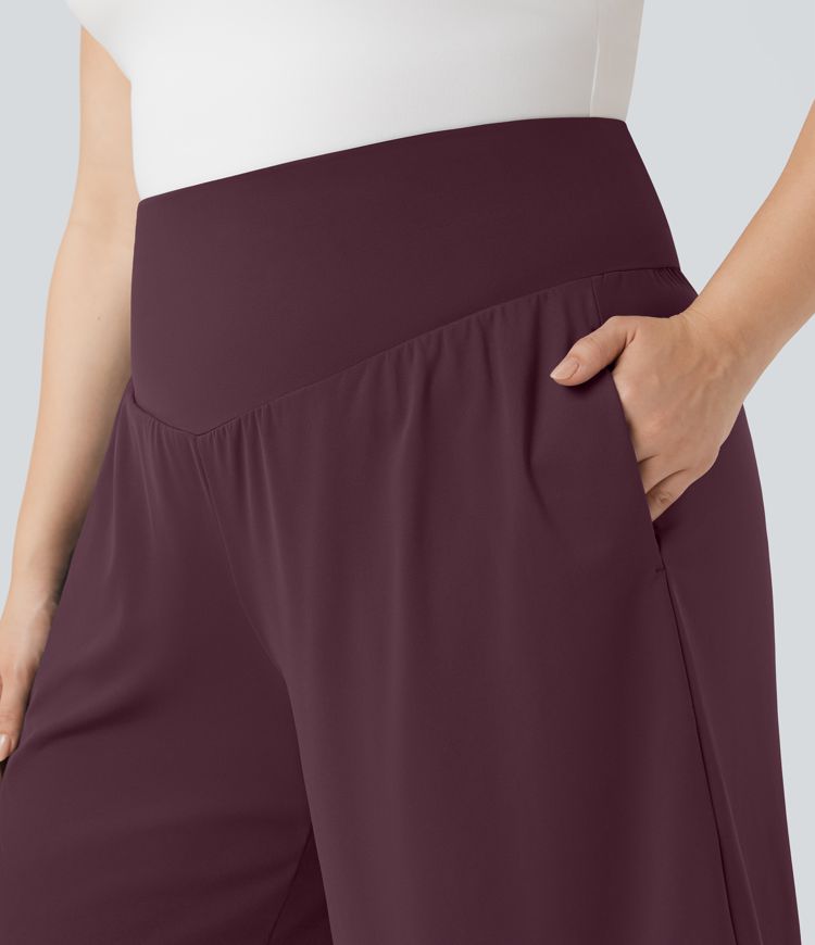 Plus Size SoftlyZero™ Airy High Waisted Cool Touch Yoga Bermuda Shorts with Pockets