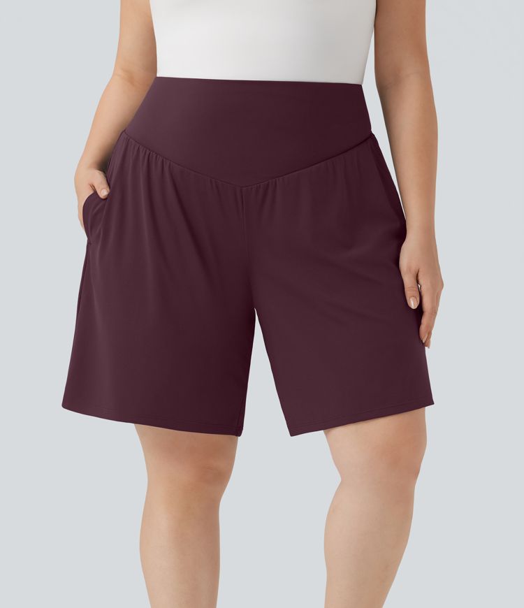 Plus Size SoftlyZero™ Airy High Waisted Cool Touch Yoga Bermuda Shorts with Pockets