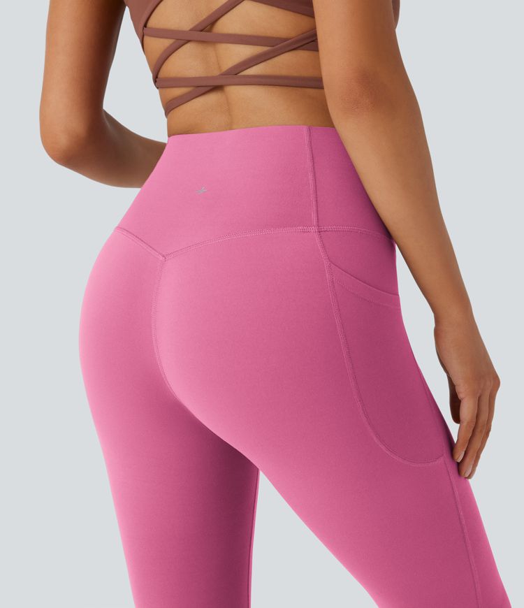 Halara UltraSculpt™ SoCinched Legging de Yoga Taille Haute avec Contrôle du Ventre et Poches, Coupe Évasée