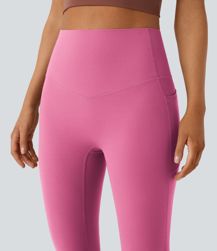 Halara UltraSculpt™ SoCinched Legging de Yoga Taille Haute avec Contrôle du Ventre et Poches, Coupe Évasée