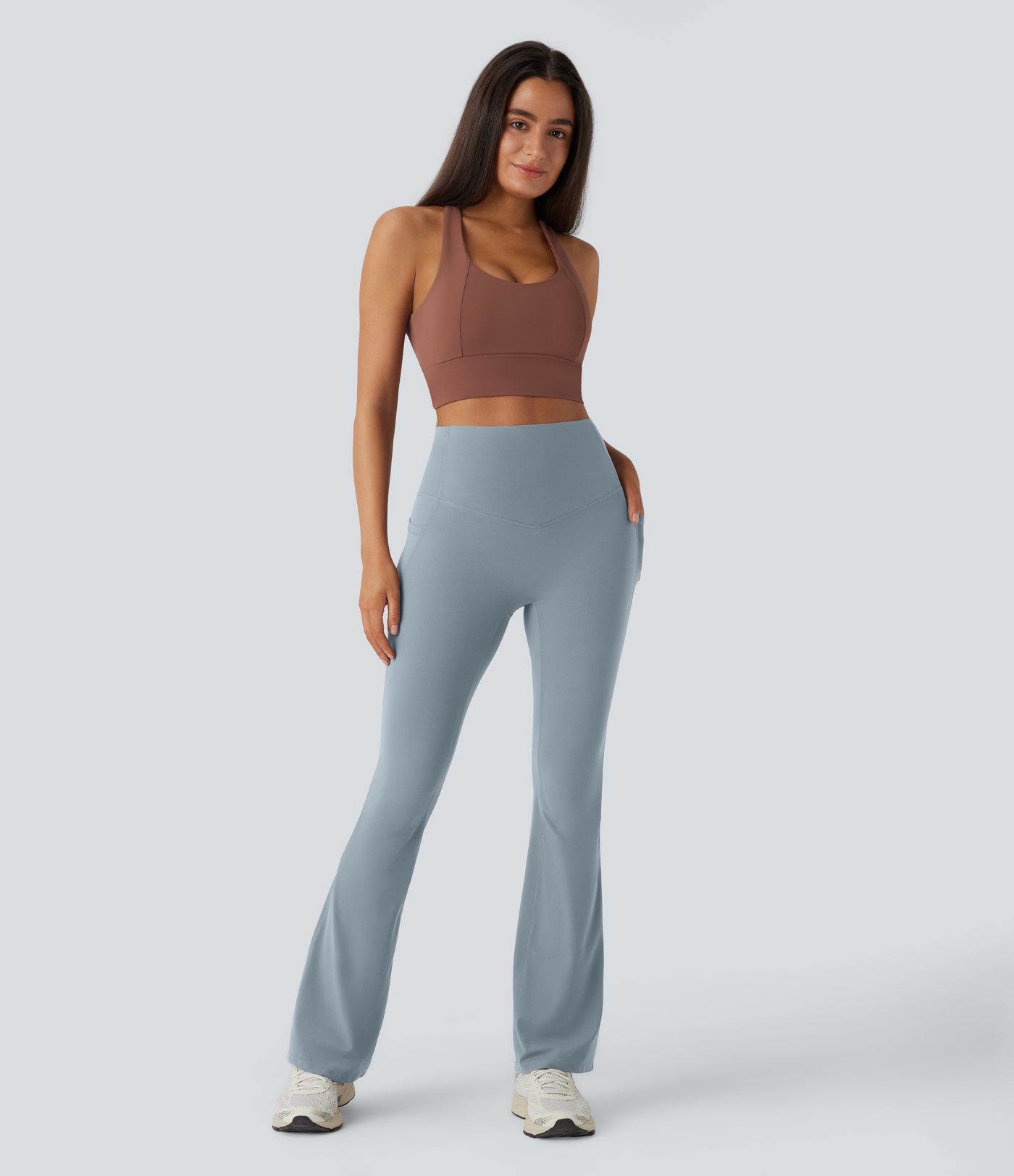 Halara UltraSculpt™ SoCinched Hoge Taille Buikcontrole Zakvormende Yoga Bootcut Legging