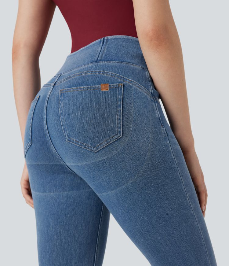 Halara Flex™ High-waisted Butt-lifting Tummy Control Skinny Denim Casual 7/8 Leggings with Pockets