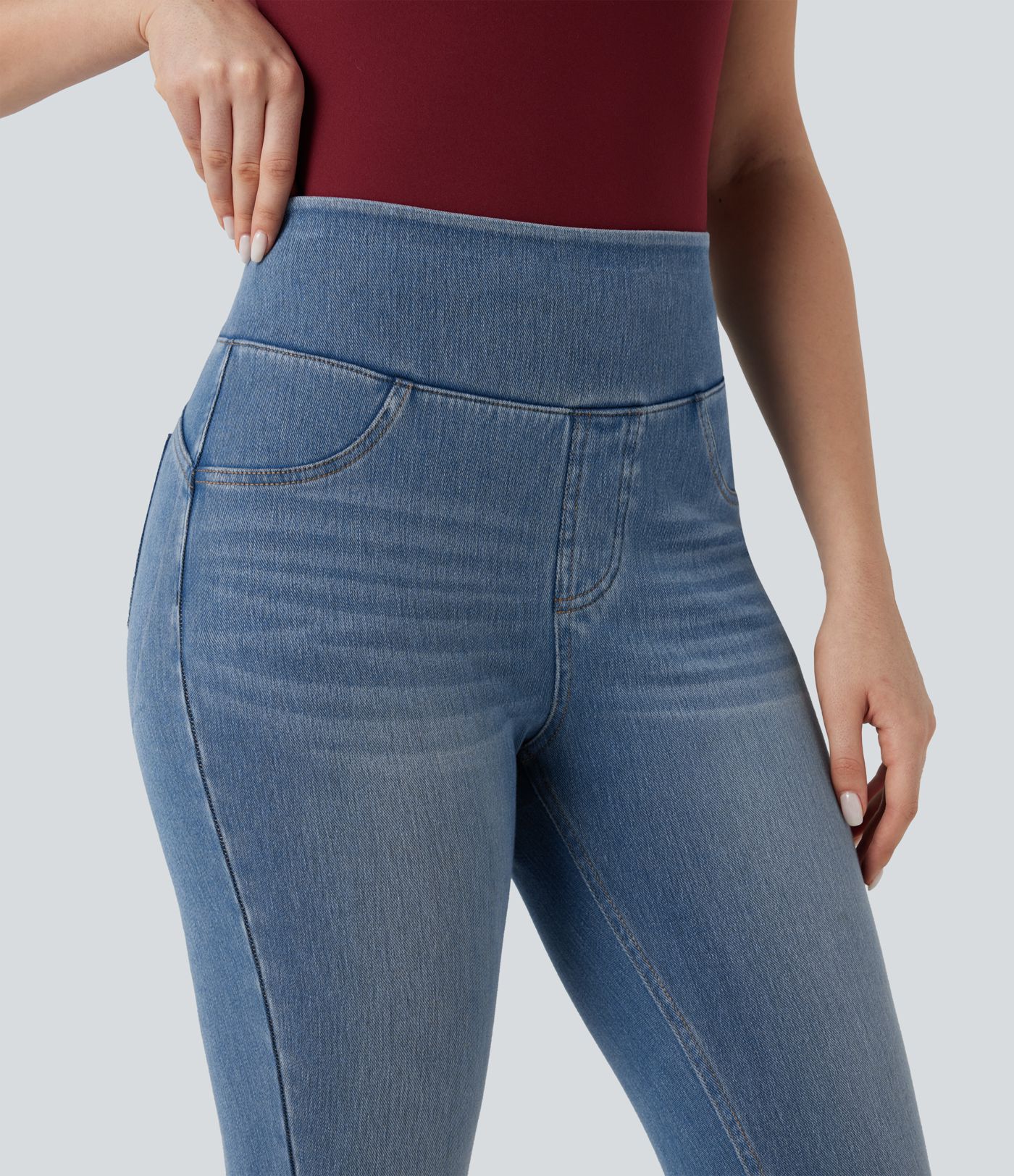 Halara Flex™ High-waisted Butt-lifting Tummy Control Skinny Denim Casual 7/8 Leggings with Pockets