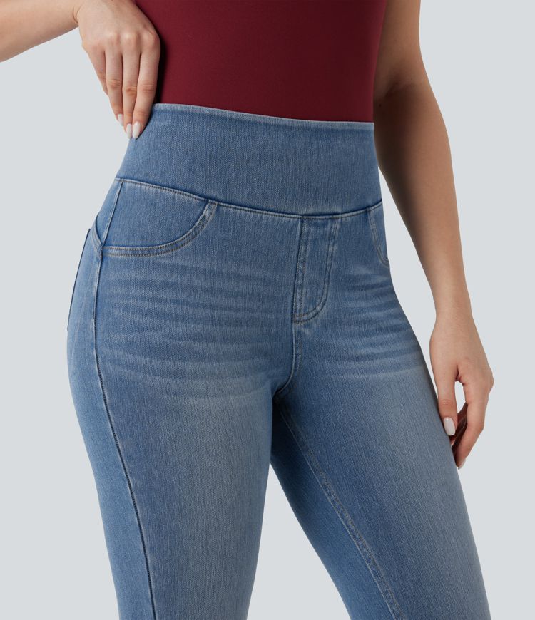 Halara Flex™ High-waisted Butt-lifting Tummy Control Skinny Denim Casual 7/8 Leggings with Pockets