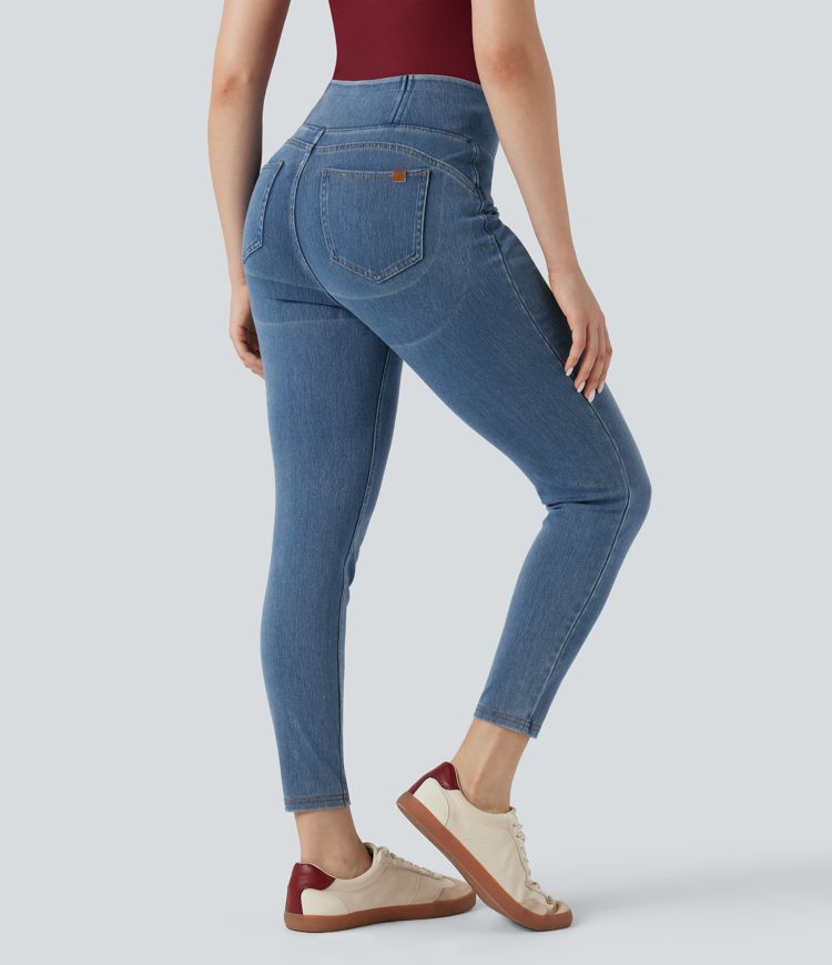 Halara Flex™ High-waisted Butt-lifting Tummy Control Skinny Denim Casual 7/8 Leggings with Pockets
