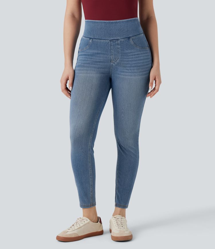 Halara Flex™ High-waisted Butt-lifting Tummy Control Skinny Denim Casual 7/8 Leggings with Pockets
