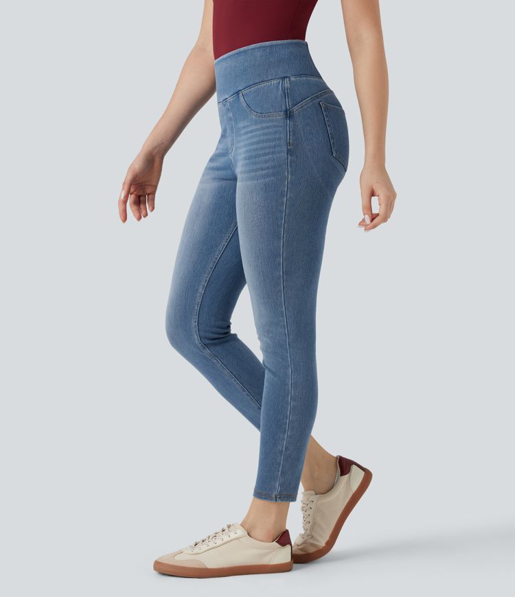 Halara Flex™ High-waisted Butt-lifting Tummy Control Skinny Denim Casual 7/8 Leggings with Pockets