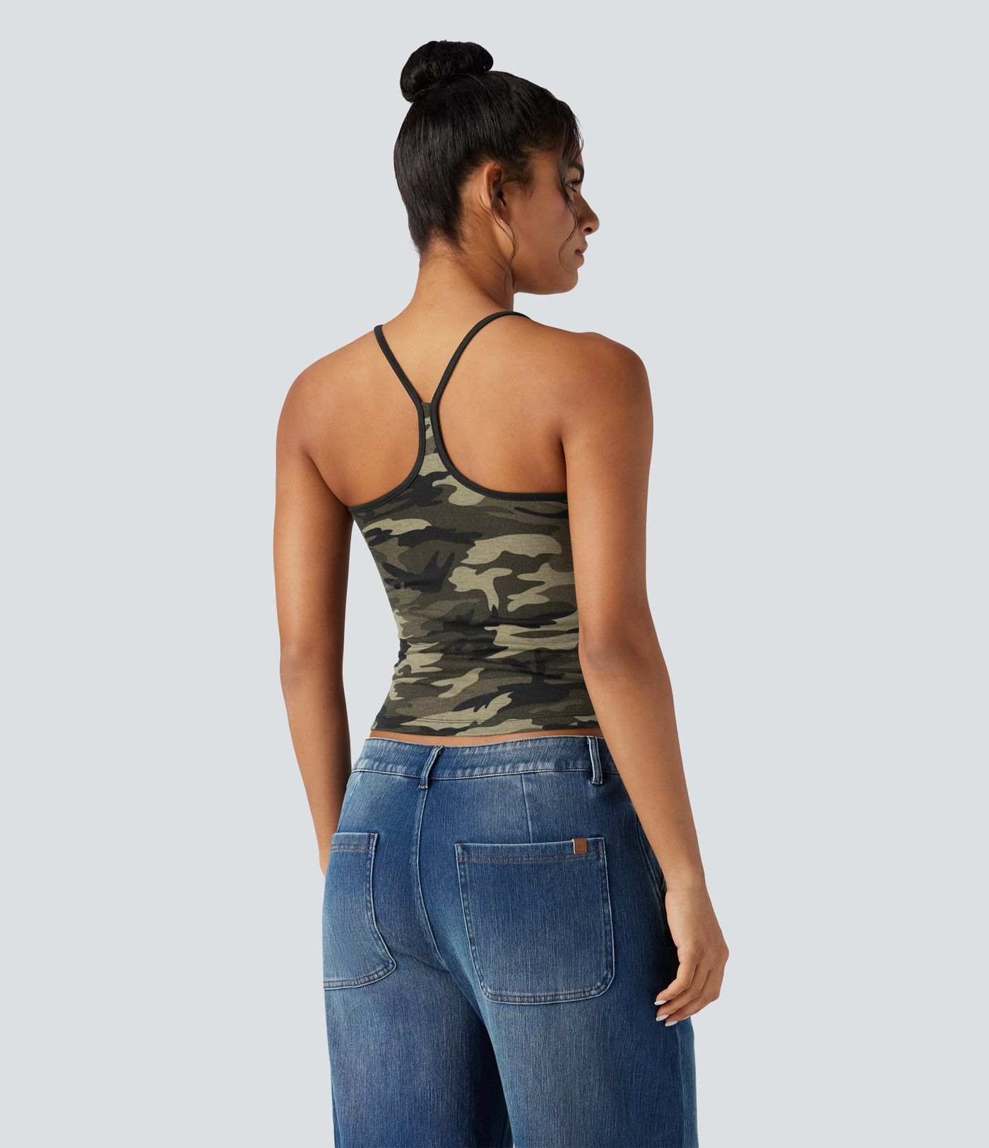 Tanktop mit Racerback und Camouflage-Muster