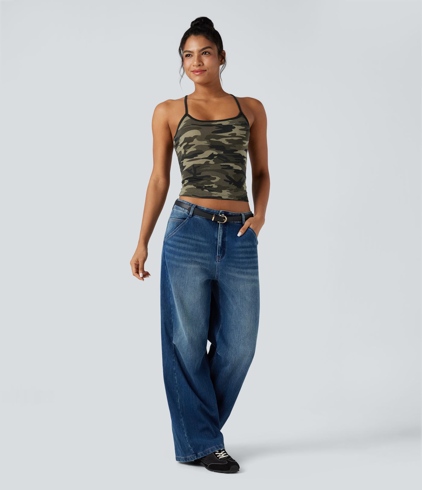 Tanktop mit Racerback und Camouflage-Muster