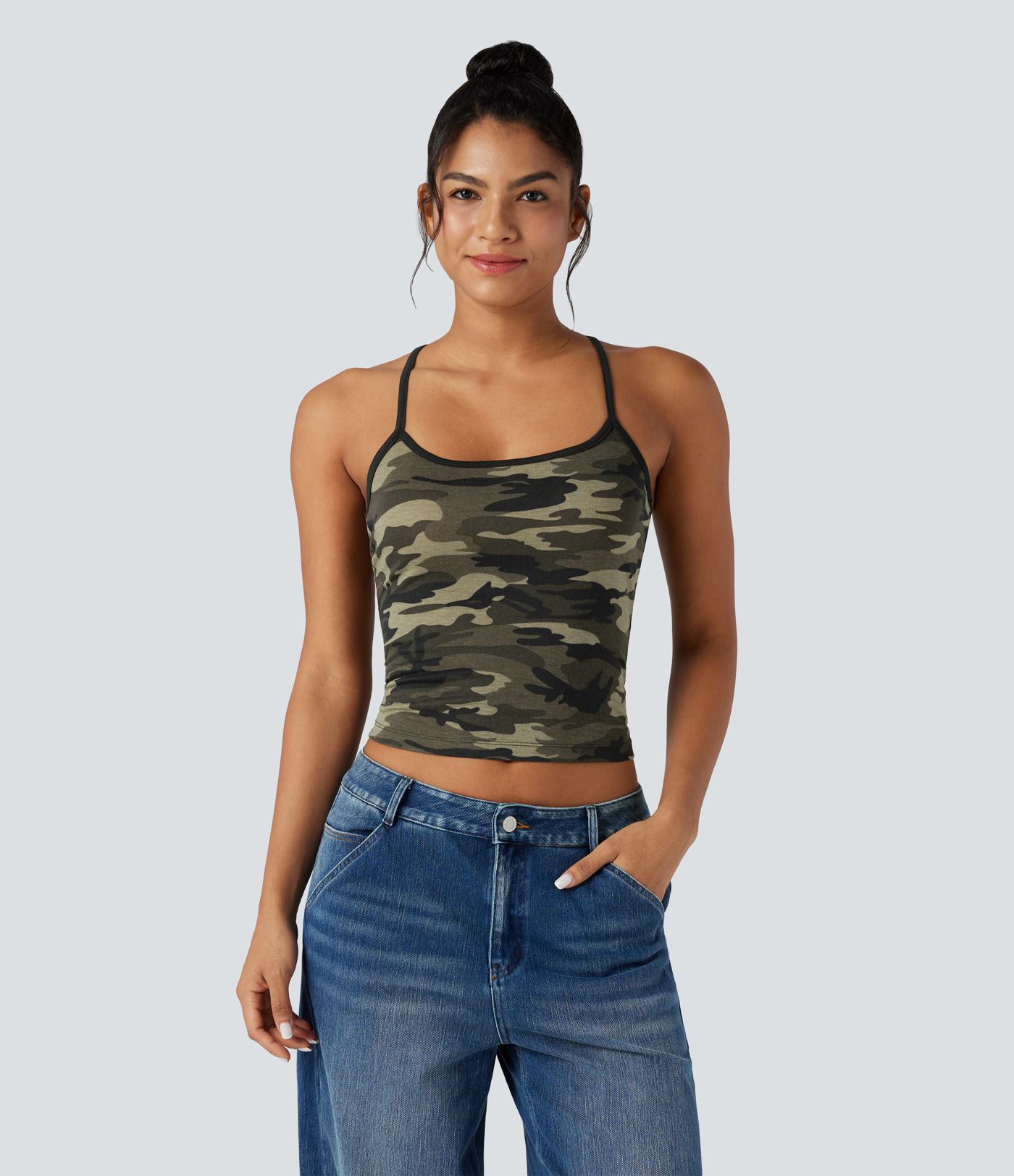 Tanktop mit Racerback und Camouflage-Muster