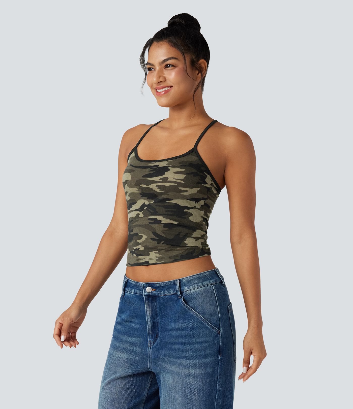 Tanktop mit Racerback und Camouflage-Muster