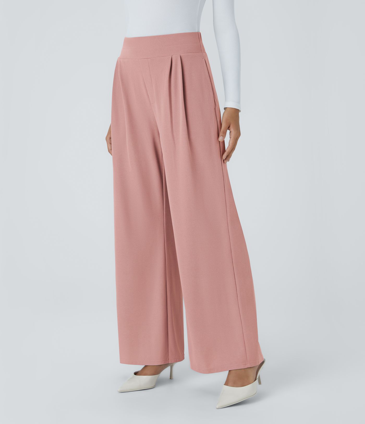 Halara Flex™ High Waisted Wide Waistband Pocket Wide Leg Waffle Work Pants