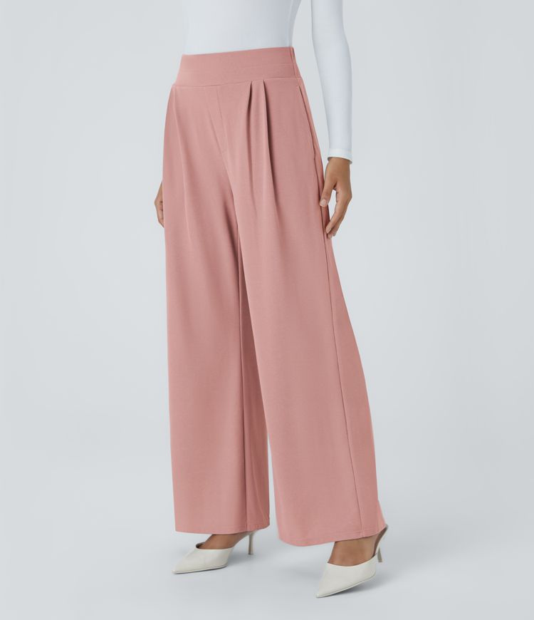 Halara Flex™ High Waisted Wide Waistband Pocket Wide Leg Waffle Work Pants