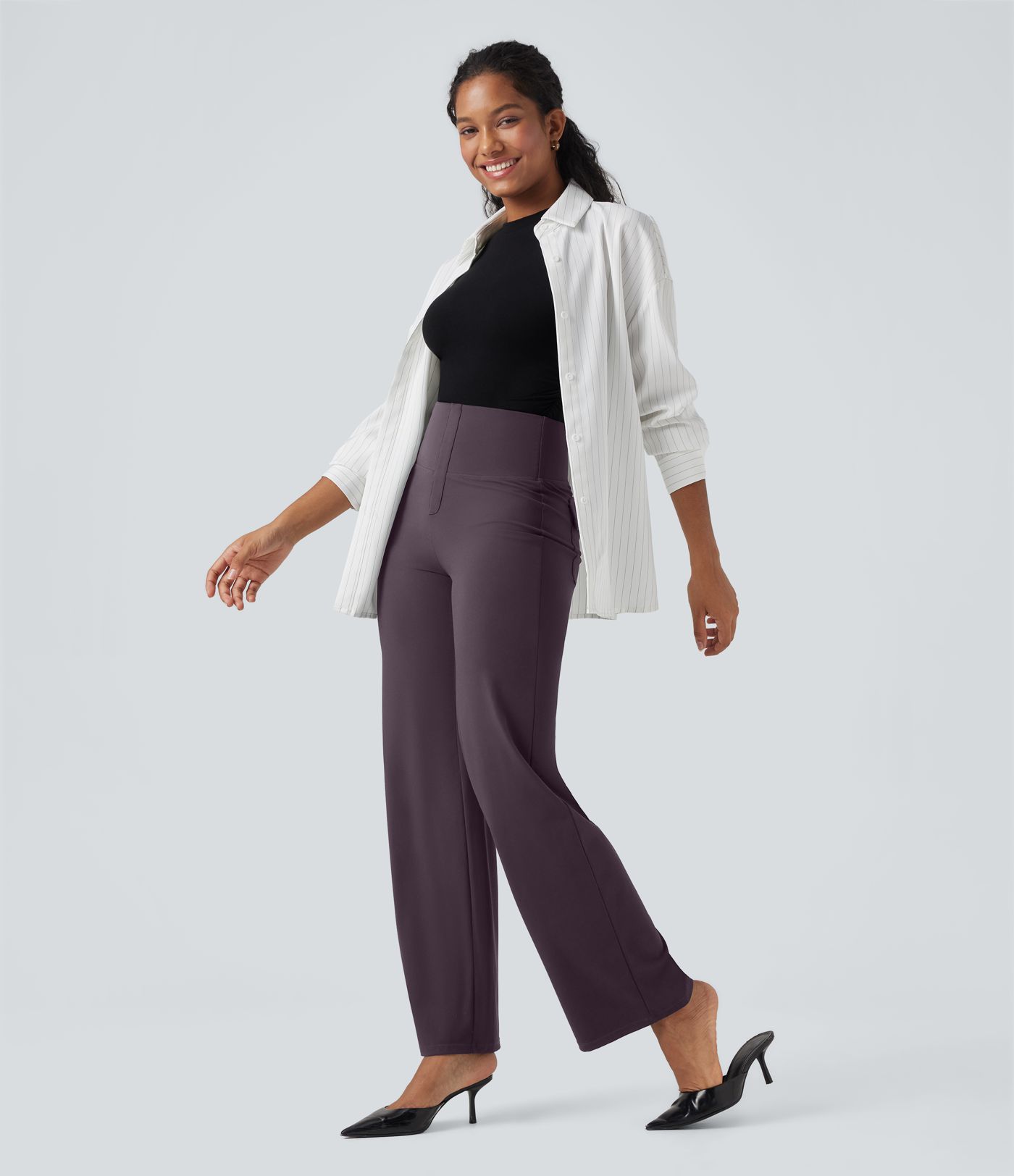 Halara UltraSculpt™ High Waisted Tummy Control Straight Leg Work Trousers with Pockets