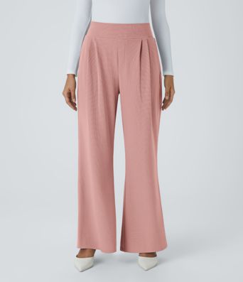 Halara Flex™ High Waisted Wide Waistband Pocket Wide Leg Waffle Work Pants