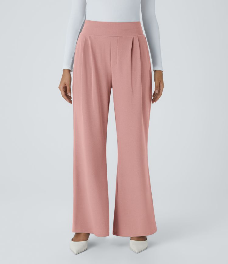 Halara Flex™ High Waisted Wide Waistband Pocket Wide Leg Waffle Work Pants