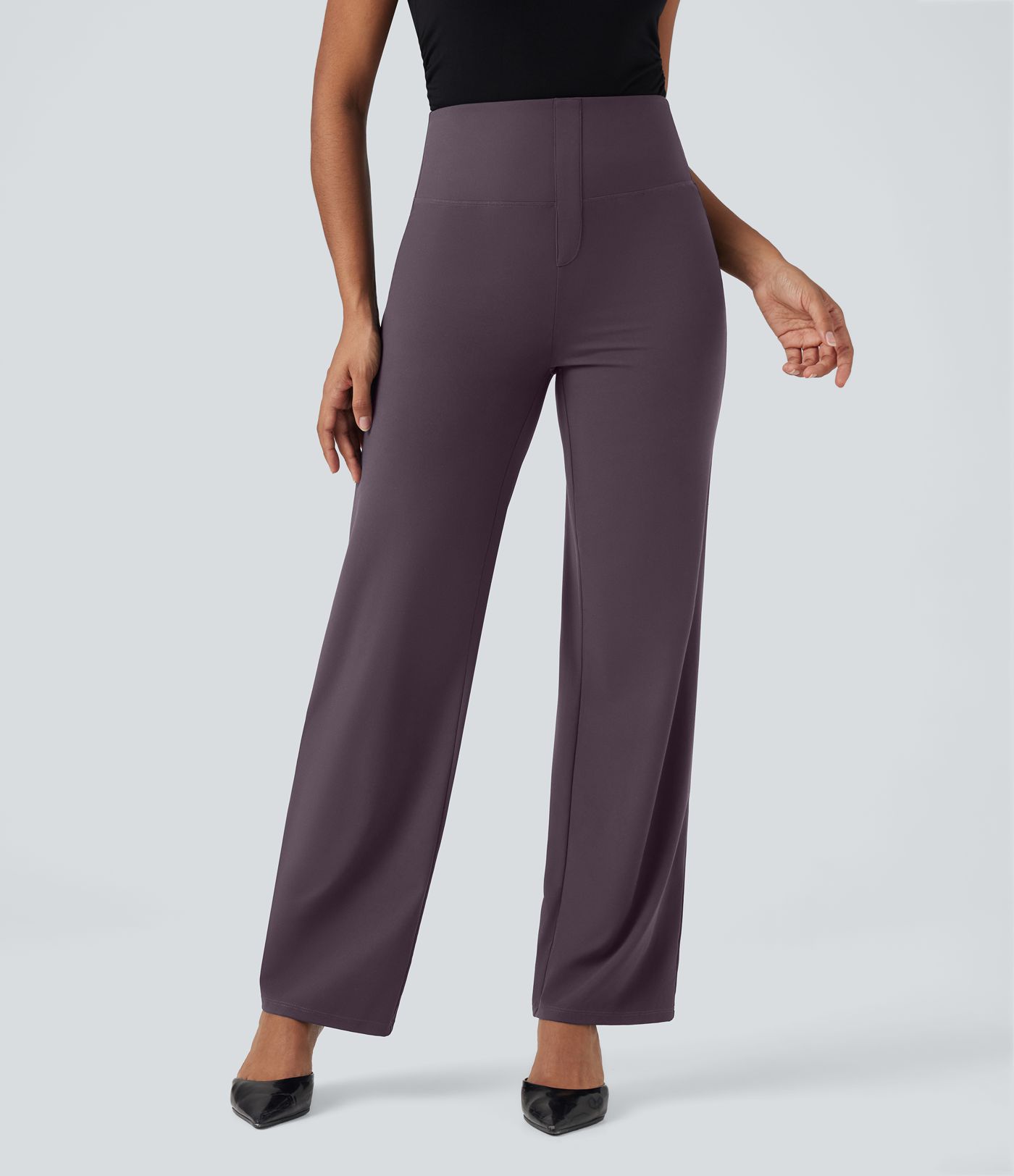 Halara UltraSculpt™ High Waisted Tummy Control Straight Leg Work Trousers with Pockets