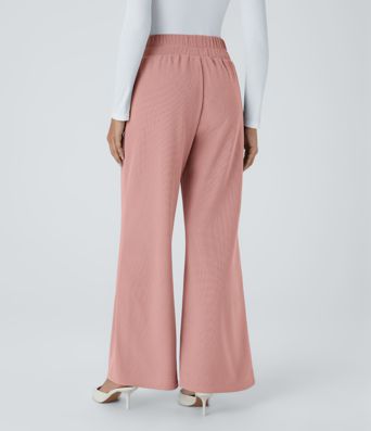 Halara Flex™ High Waisted Wide Waistband Pocket Wide Leg Waffle Work Pants