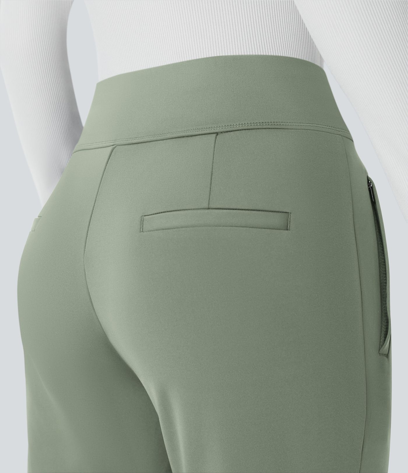 Halara Flex™ Mid Rise Side Zipper Pocket Work Flare Pants