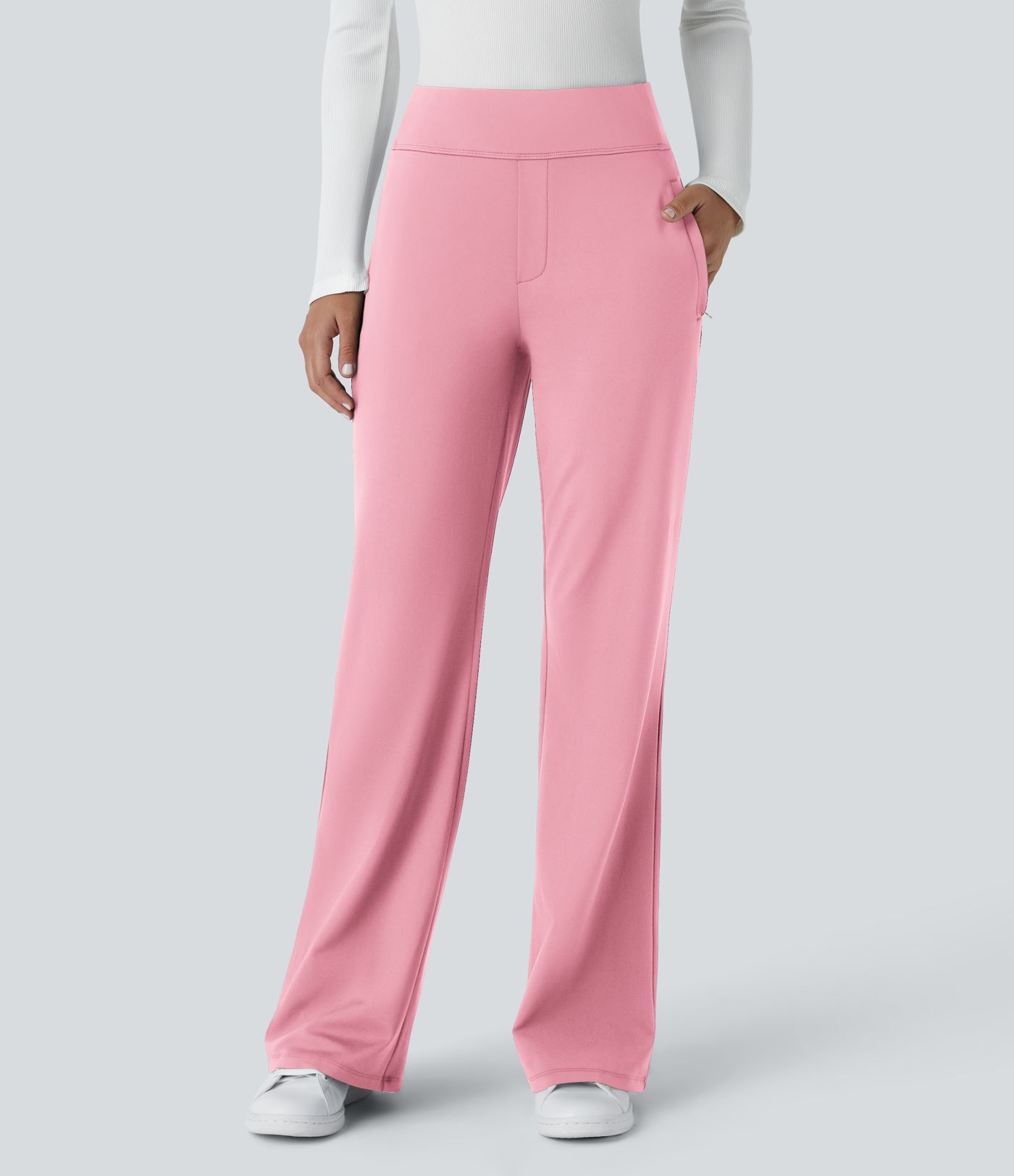 Halara Flex™ DayStretch Mid Rise Side Zipper Pocket Work Flared Trousers