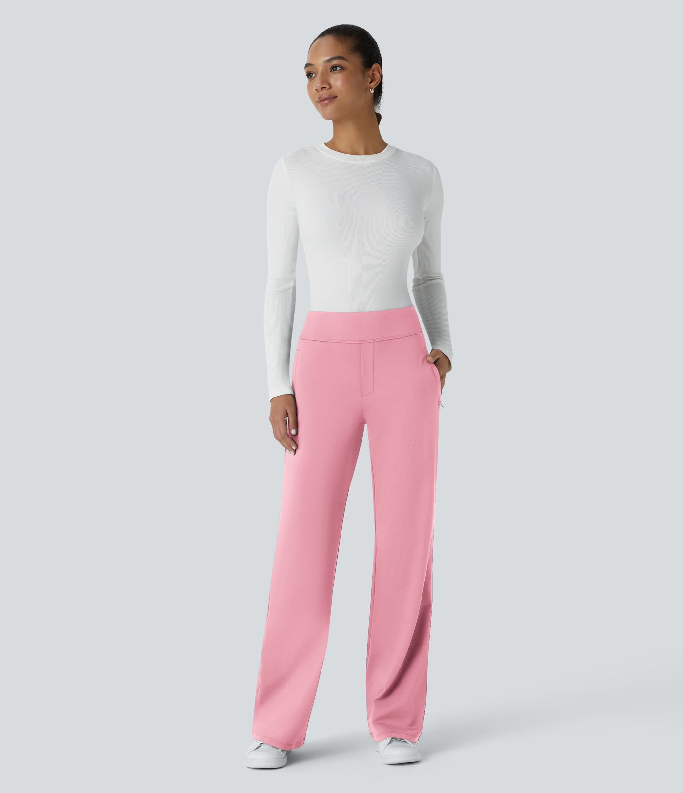 Halara Flex™ DayStretch Mid Rise Side Zipper Pocket Work Flared Trousers