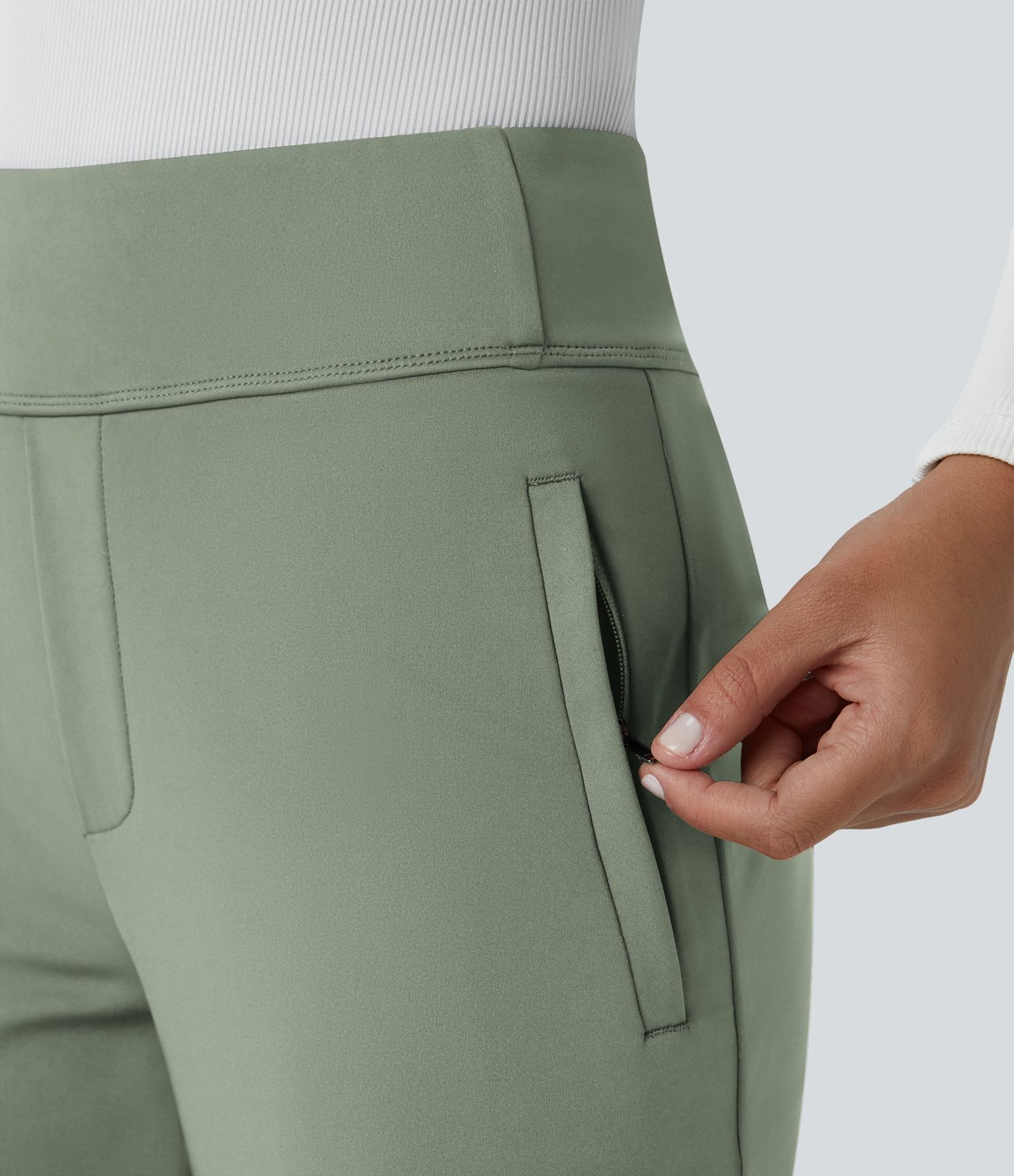 Halara Flex™ Mid Rise Side Zipper Pocket Work Flare Pants