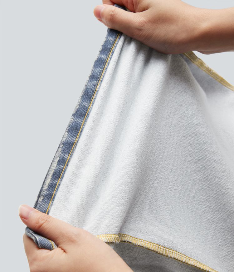 Jean jogging baggy Halara Flex™ molleton français jambes larges taille mi-haute avec poches