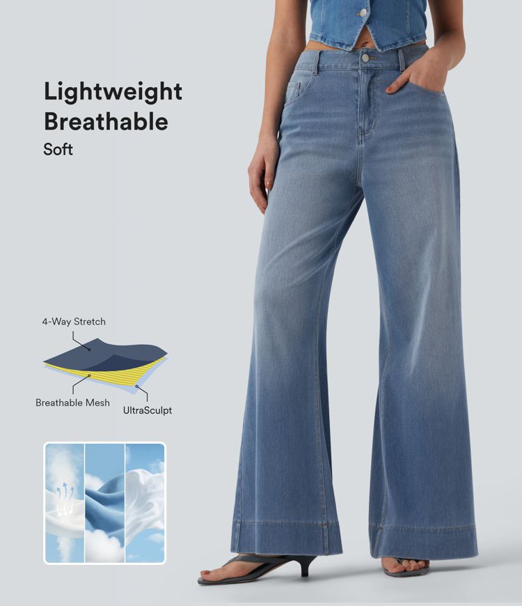 Halara Flex™ Mid Rise Casual Flare Lightweight Jeans with Pockets