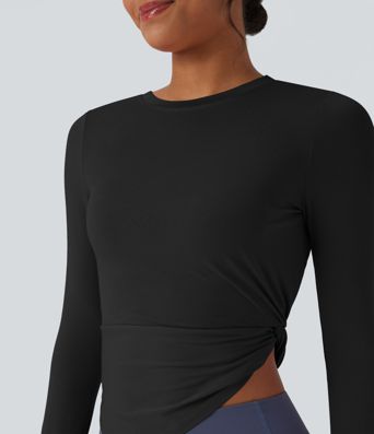 Long Sleeve Thumb Hole Asymmetric Quick Dry Yoga Sports Top