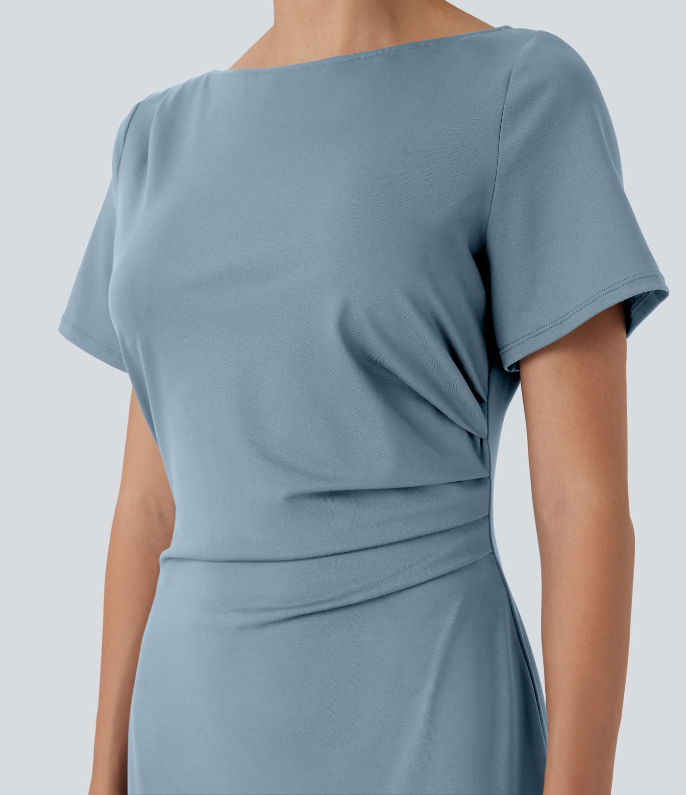 Figurbetontes Midi-Arbeitskleid mit kurzen Ärmeln