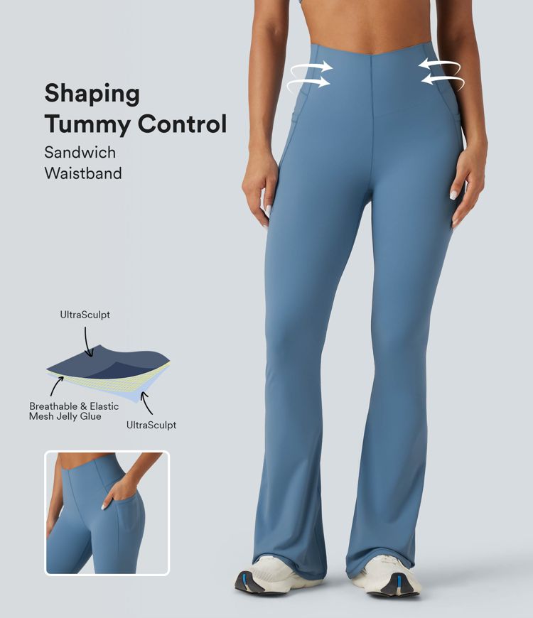 Halara UltraSculpt™ SoCinched High Waisted Tummy Control Bootcut Training Leggings with Pockets