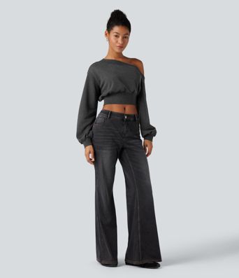 Ein-öxlótt, lengri lítill hversdagsspeysa (stutt)