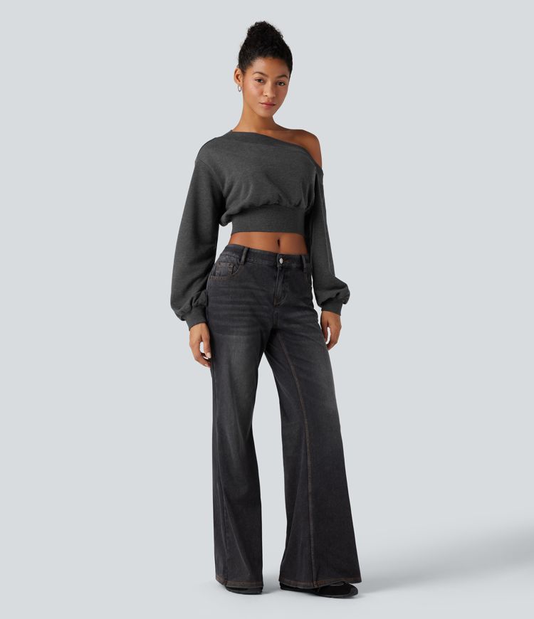 Ein-öxlótt, lengri lítill hversdagsspeysa (stutt)