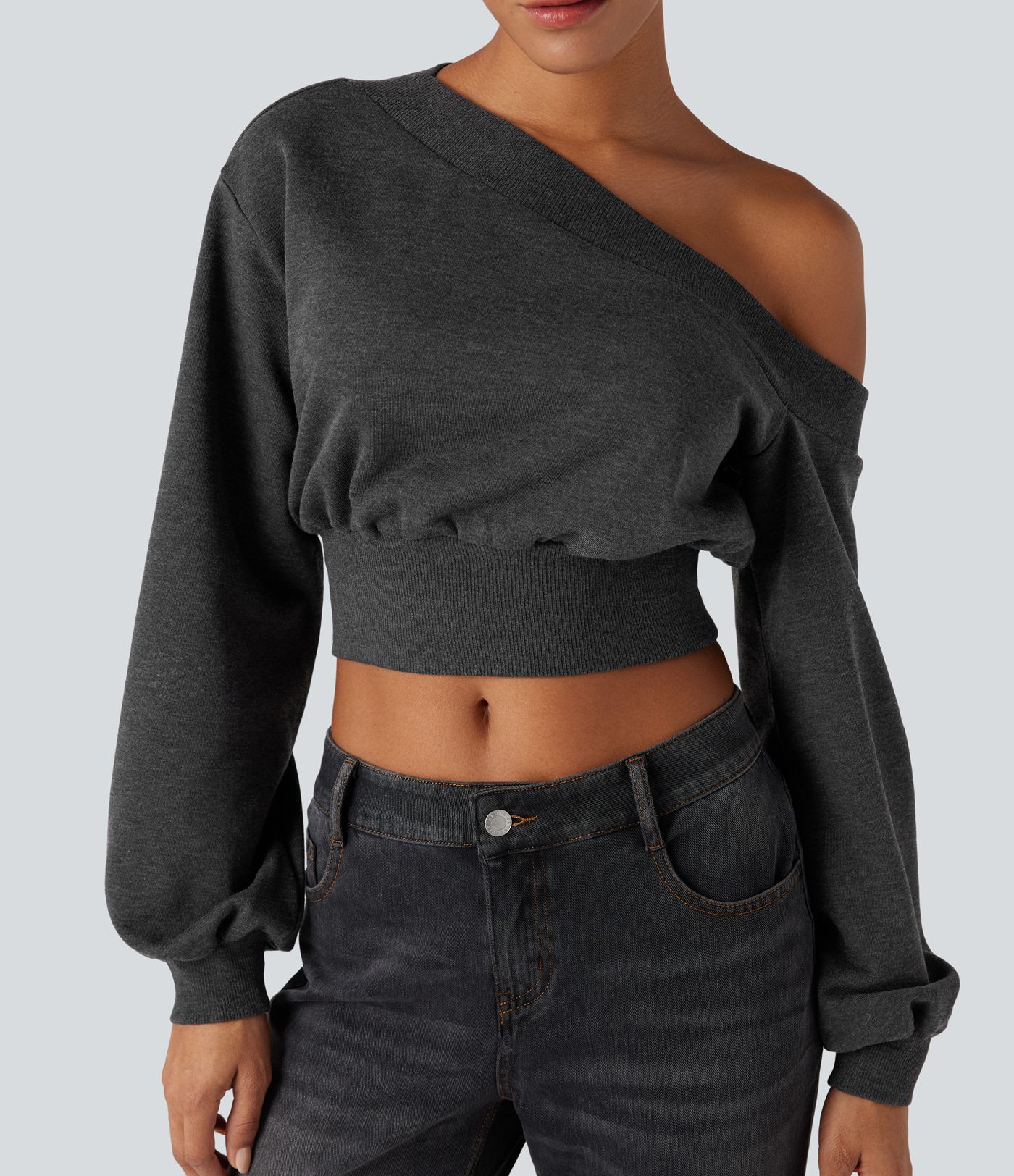 Ein-öxlótt, lengri lítill hversdagsspeysa (stutt)