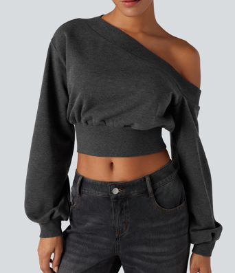 Ein-öxlótt, lengri lítill hversdagsspeysa (stutt)