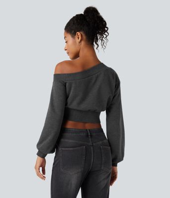 Ein-öxlótt, lengri lítill hversdagsspeysa (stutt)