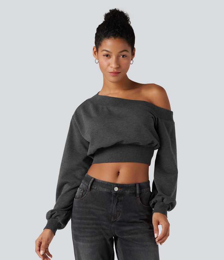 Ein-öxlótt, lengri lítill hversdagsspeysa (stutt)